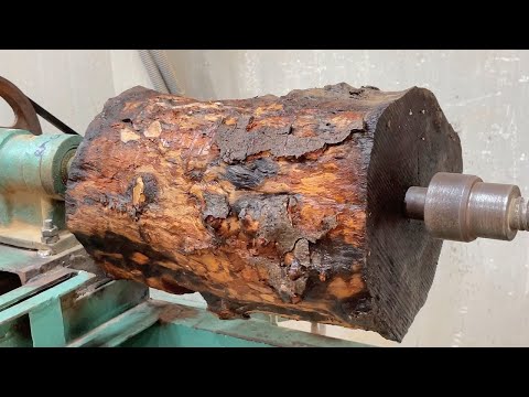 Masterful Woodturning Technique: Young Craftsman Creates Charming Wooden Vase From A Log