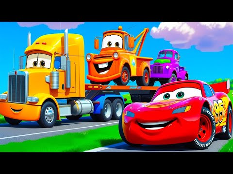 Baby Shark Song, Head Shoulders Knees & Toes - FUNNY TRUCKS | Nursery Rhymes & Kid Songs