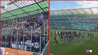 Austria Wien fans chanting and player's dancing after a win in deeby vs Rapid Wien 🇦🇹