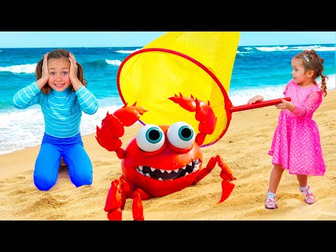 Веселая песенка про направления на пляже | Спрячься от крабов!