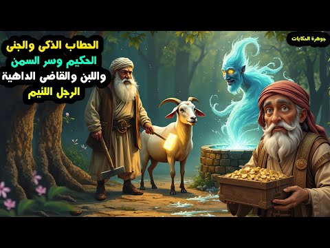 قصة الحطاب الذكي والجنى الحكيم وسر السمن واللبن والقاضي الداهية الرجل اللئيم من القصص الخيالية