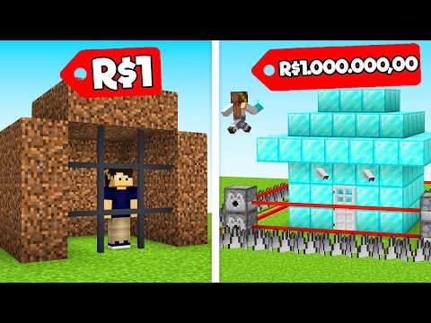 CONSTRUÇÃO SEGURA de R$1 vs R$1.000.000 no Minecraft!