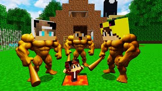 ماين كرافت لكن جيجي وعبوسي وكعبول صار عدهم عضلات وهجموا عليه 😱😨 #فلم_ماين_كرافت