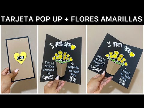 El mejor regalo para el 21 de septiembre | Tarjeta POP UP + FLORES AMARILLAS