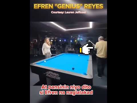 Efren Reyes puts a chalk in the side pocket to prevent a scratch...