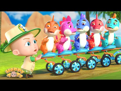 Five Little Dinosaurs | Nursery Rhymes & Kids Songs | Happy Tots