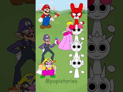 Color Kiss Challenge! Mario vs Waluigi vs Peach | Mario