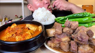 달짠달짠 돼지갈비찜 + 참치두부김치찌개 + 오이고추  한식이 땡길때 MUKBANG