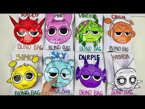 🎶Paper DIY🎶 Sprunki Blind Bags Unboxing 🔴🎀🌸🍊⭐️💙😈🐈