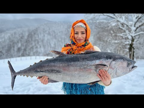 Cooking Giant Fish with Orange flavor & Rice, Sharing with Neighbors