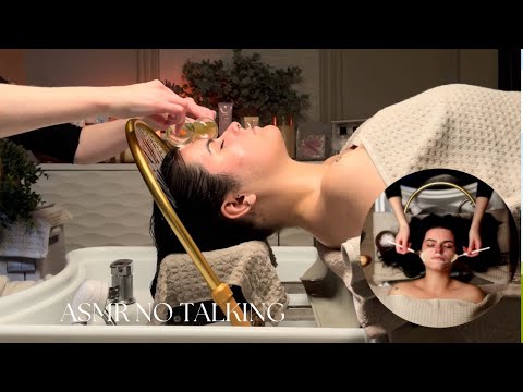 ASMR No Talking Spa facial & Head Spa For Sleep | LED Facial Cleanser & Ice Globes (PT1)