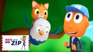 Bird Saves the Kitty Cat! So Cute! | @MailWithMrZIP Fun Mailman Cartoons for Kids