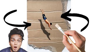 Drawing on cardboard for beginners 😲#youtube #art #realisctic #drawingtechniques #viralvideo2022