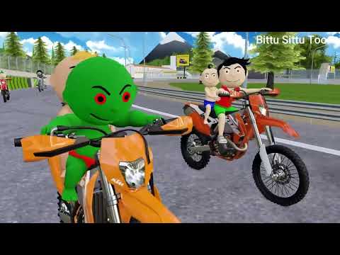 Bittu Sittu on Bike Race Competition | Gadi Wala Cartoon | Pagal Beta | Desi Comedy Video