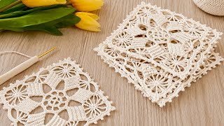 ⭐️Incredibly Beautiful and Unique Crochet Motif⭐️Unique Square Pattern Tutorial for All Projects