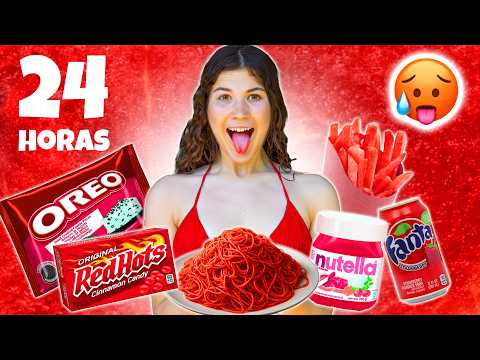 24 HORAS COMIENDO solo COMIDA ROJA
