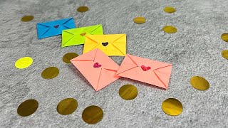 HOW TO MAKE MİNİ PAPER ENVELOPE CARD | sticky note origami easy heart envelope | DIY PAPER CRAFT
