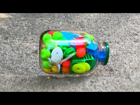 Breaking rainbow glass bottles ⚠️🔥 Crushing Crunchy & Soft Things !