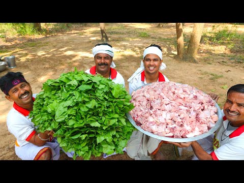 Bengali style Palak Chicken curry recipe | Winter special palak chicken cooking for village people