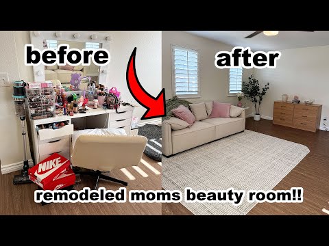 TRANSFORMED MY MOMS BEAUTY ROOM 🥳😍 + Fashion Nova Haul!!