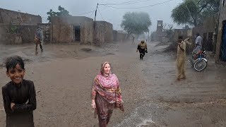Fast and Super Rain in  Punjab Village, Pakistan  ||  4K Heavy Rain