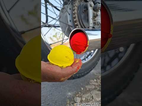 अंकल ने बुलेट के साइलेंसर के अंदर रंग के गोले को घुसा दिया 🤯🏍️ #shorts #bike #viralshorts