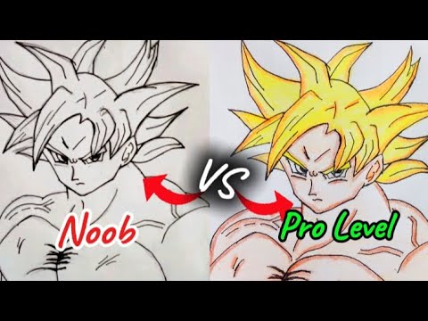 ☠️Goku Ultra Instinct Drawing🔥|| Noob Vs Pro Level Drawing😱