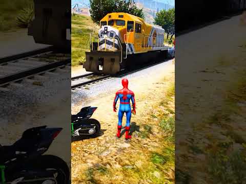GTA V : SPIDER MAN NA APNA BETA KO TRAIN SA BACHA LIYA ??#gta5 #shortsfeed #viralshorts