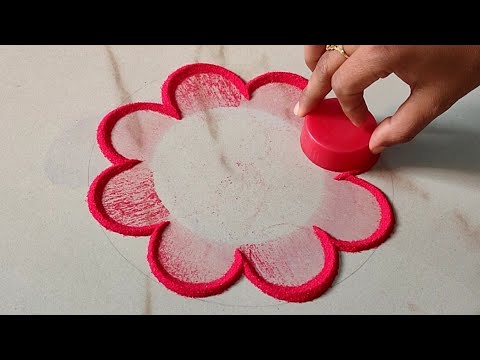 Very Easy And Quick Rangoli Using Bangles And Lid | Easy Rangoli Designs By Sangeeta –