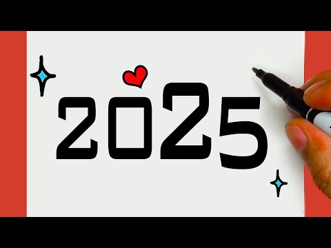 HOW TO DRAW A CUTE HAPPY NEW YEAR 2025, STEP BY STEP, DRAW Cute things