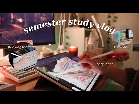 cozy fall semester study vlog (studying for finals, temu haul, candle hauls, + more!) 🍂✨