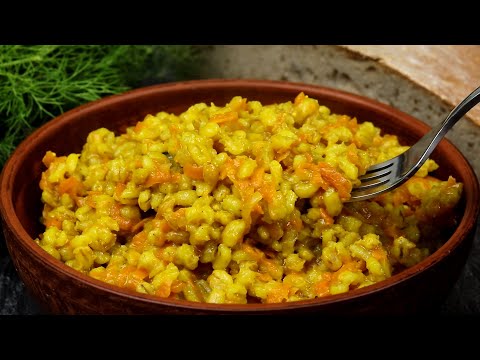 Никакого мяса не надо. Вкусная перловая каша в сковороде