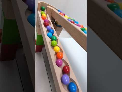 marble Run Race ASMR #49 Wooden Wave Course Colorful Marbles #shorts #marblerun #marblerunrace #asmr