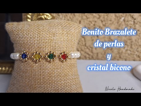 Brazalete de perlas y cristal bicono ✨️🌸💕 #diy #handmade #youtube