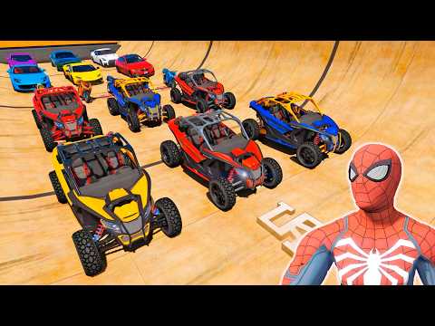 HOMEM ARANHA e AMIGOS SUPER-HERÓIS NOVO DESAFIO COM CARROS UTV! CARROS COM SPIDERMAN - IR GAMES