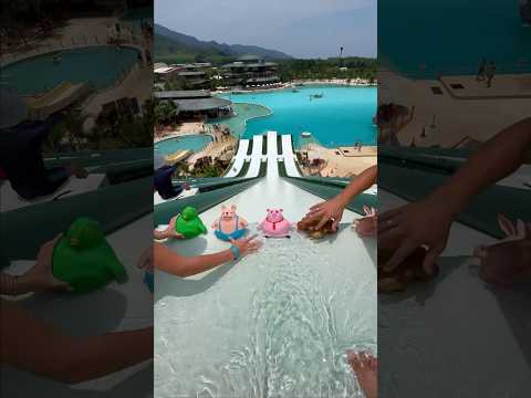 Crazy competition from water slide 💦😱💣