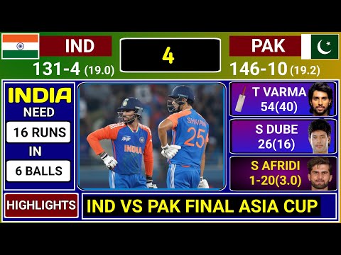 HIGHLIGHTS : IND Vs PAK Asia Cup Final Match Highlights | India vs Pakistan Score and Commentary