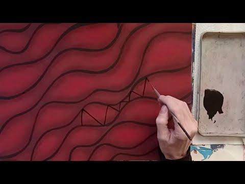 Painted Doodle Abstract Painting with Acrylic Paint on Canvas