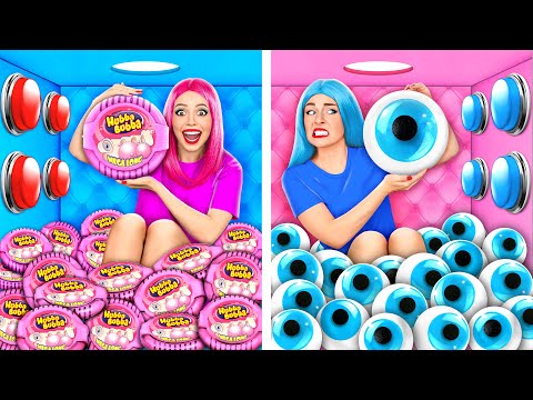 1000 मिस्ट्री बटन चैलेंज केवल 1 आपको भागने देता है | मजेदार स्थितियां Multi DO Food Challenge