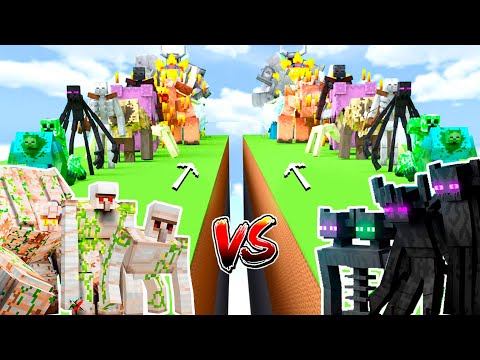 ENDEMRANS Army vs GOLEMS Army Deathrun | Minecraft Mob Battle