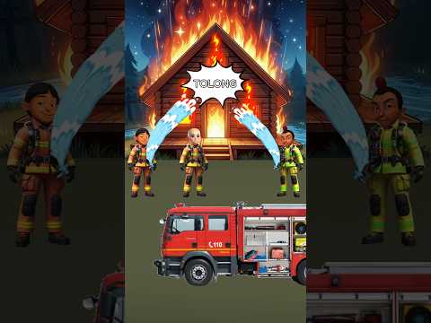 menyelamatkan orang dari rumah yang terbakar #shorts #trending #animation #pemadamkebakaran