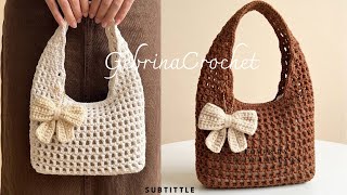 Cara Membuat Tas Rajut Jaring Simple, Hemat Benang & Cepat Jadi | Crochet Bag for Beginners - Part 1