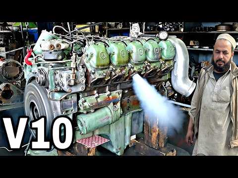 Mercedes v10 Engine Restoration in Budget || How to Rebuild Destroyed Truck Engine with Basic Tools