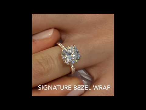 Cushion Moissanite in Bezel Wrap