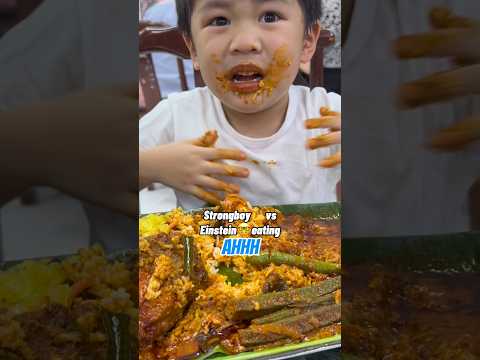 StrongBoy vs Einstein eating curry nasi kandar