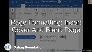 Page Formatting: Insert cover and blank page