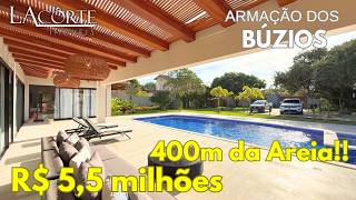Búzios: MANSÃO MODERNA, 400m da PRAIA! Terreno GRANDE, IMPRESSIONANTE, QUASE PÉ NA AREIA
