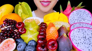 ASMR FRESH FRUIT PLATTER (CHERRIES, FIG, DRAGON FRUIT, STARFRUIT, POMEGRANATE, MANGO, STRAWBERRIES)