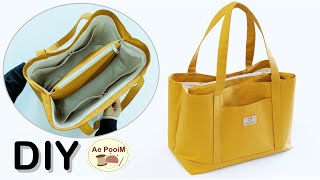 How to make a shoulder tote bag with an inner zippered divider pocket