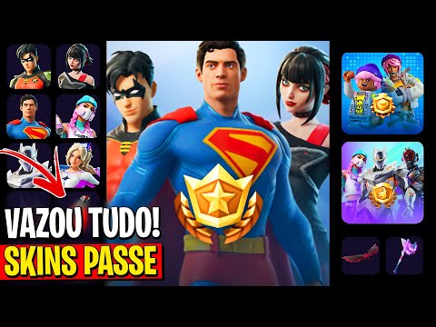VAZOU TUDO! SKINS DO PASSE DE BATALHA DA NOVA TEMPORADA do FORTNITE! (TEMA SUPER HERÓIS)